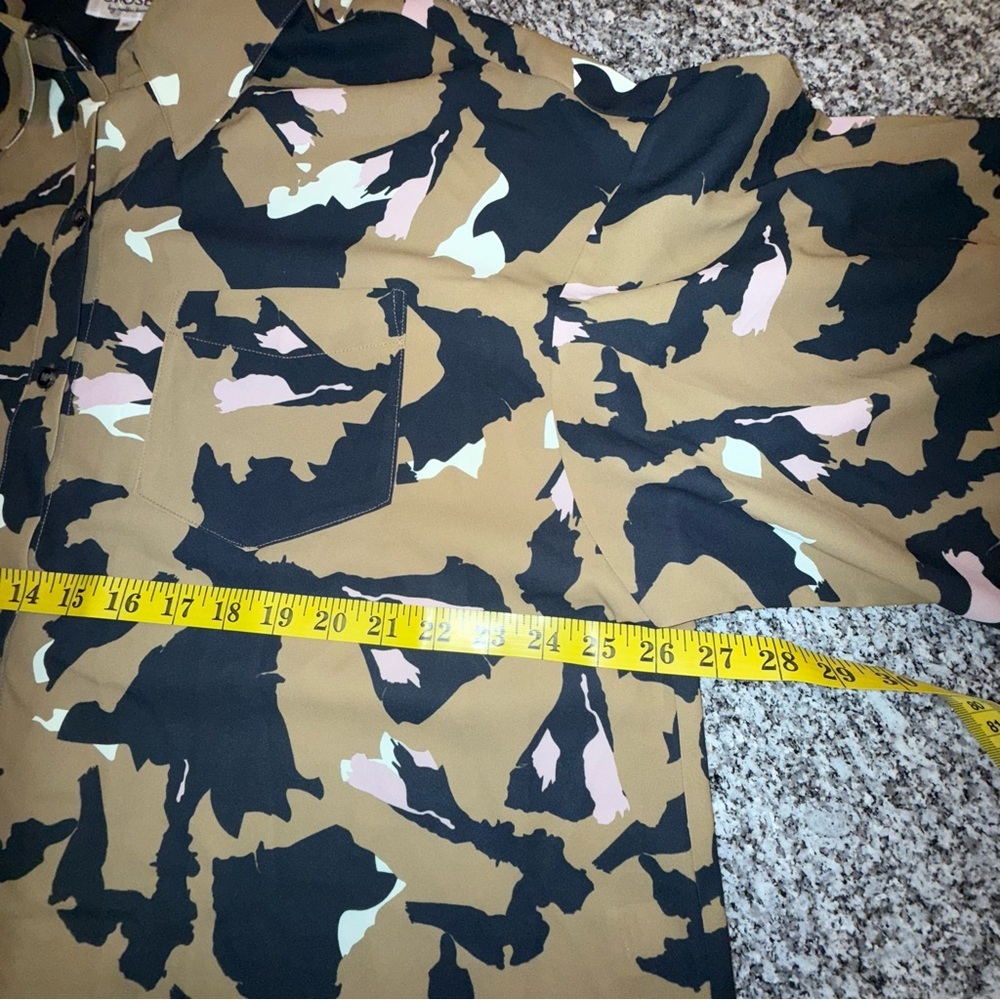 CROSBY by Mollie Burch Mignonne Undone Black Tan Oversized Button Down Shirt XL - Picture 6 of 15